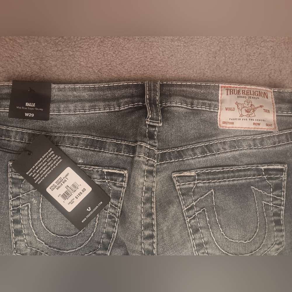 True Religion Halle Mid Rise Super Skinny Sz 28